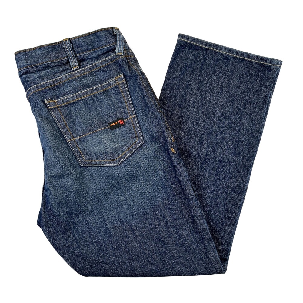 Ariat Work FR M4 Low Rise Boot Jeans Mens 40x32 Med Wash Relaxed Bootcut Denim